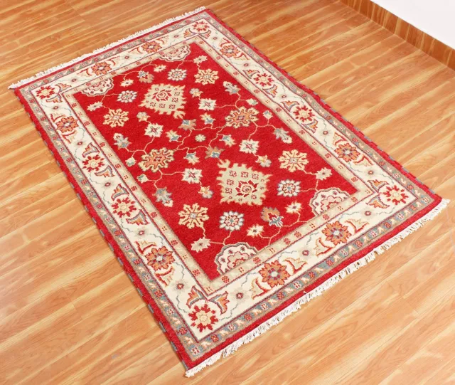 Floral Mano Anudado Parsian Alfombra Roja Semi-Antique Oriental Lana Área de 3