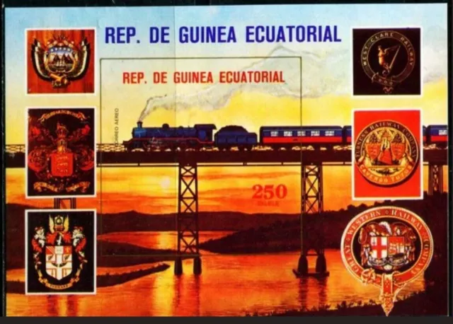 Equatorial Guinea 1975 MNH Imperf, World Train, Shinkansen Bridge, Railways