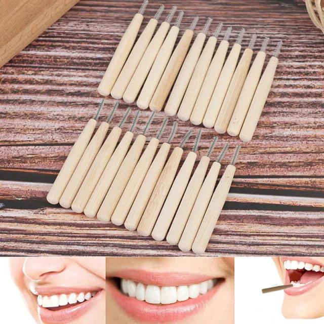 30pcs Bamboo Interdental Brushes Dental Floss Cleaners Teeth Brush Toothpick-EL