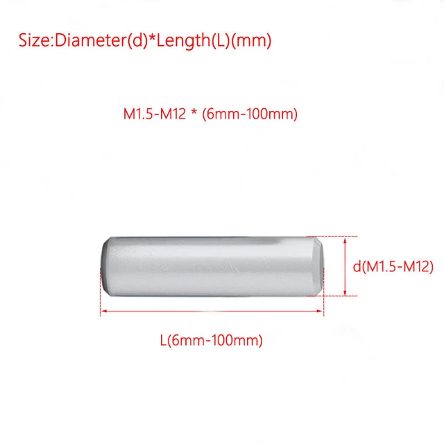 304 Stainless Steel Solid Cylindrical Pin Locating Pin / Fixing Pin M1.5-M12