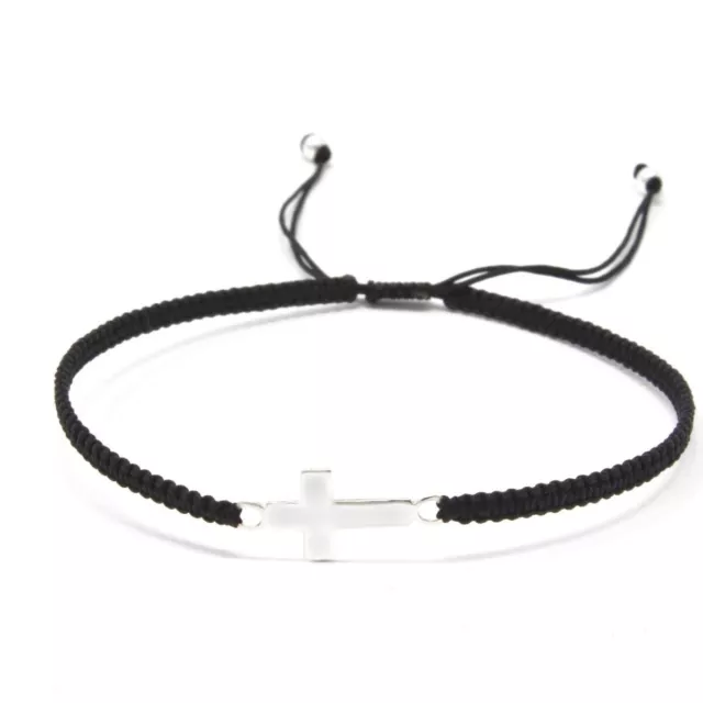 Armband fein geflochten mit Echt 925 Silber Kreuz Symbol Kommunion Konfirmation