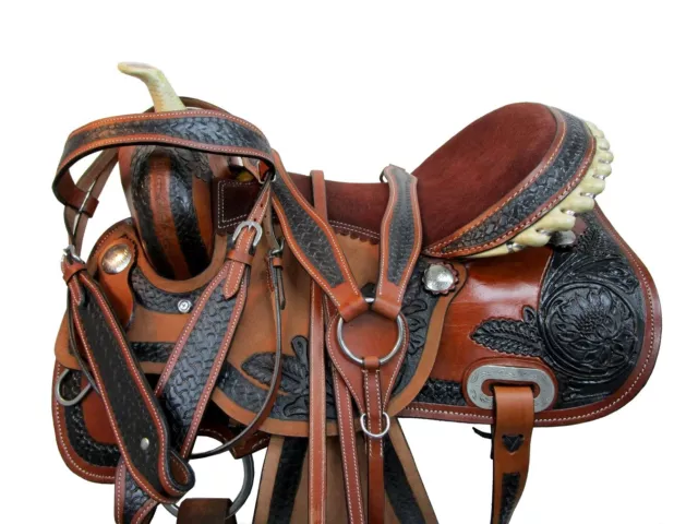 Western Gaited Horse Saddle 15 16 17 18  Pleasure Trail Tooled Leather Tack Set