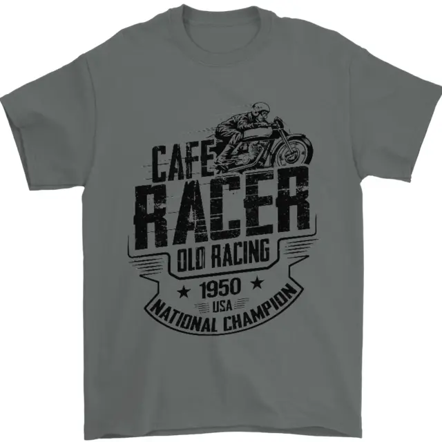 T-shirt da uomo Cafe Racer Old Racing Motorcycle Biker 100% cotone