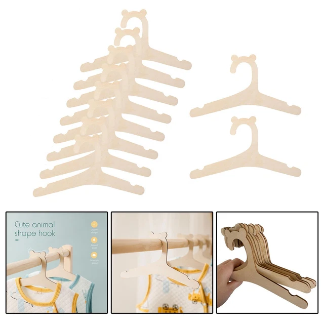 10Pcs Wooden Baby Clothes Hangers Towel Shirt Suit Hanging Racks for Children