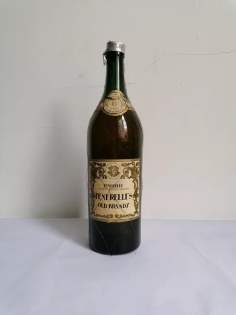 Liquore TENERELLI'S OLD BRANDY 6 ANNI MILANO Licenza UTIF N° 2 Bottiglia vtg