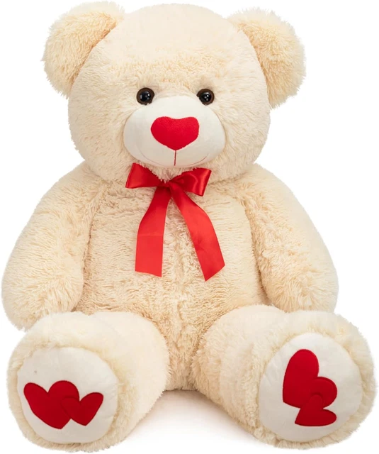 Valentine's Day Big Teddy Bear Valentines Day Giant Stuffed Animal 5 Foot Giant Teddy Bear With Customizable Heart On Chest Is With Your Message, Huge Valentine Plushie Packed In Big Box Ready