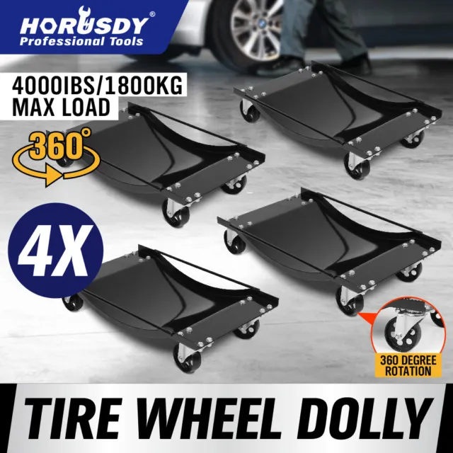 4 x Heavy Duty Wheel Dolly 450 kg 1000 lb Car Vehicle Positioning Jack Platform