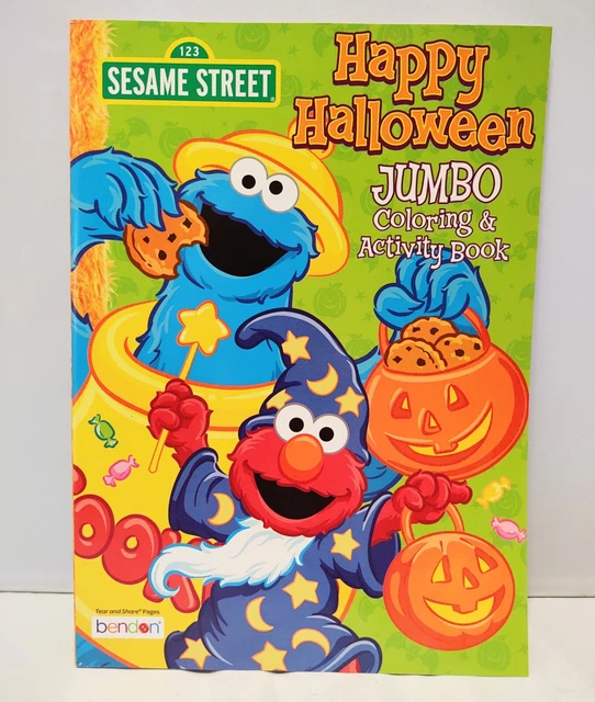 SESAME STREET COOKIE Monster Elmo Halloween Trick Or Treat Coloring 