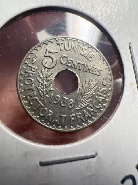 1938 Tunisia 5 Centimes High Grade UNC Coin Beautiful Z865