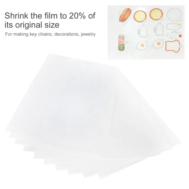 10Pcs Heat Shrink Sheet Kit Shrinkable Film Paintable White Paper DIY Spares DGD