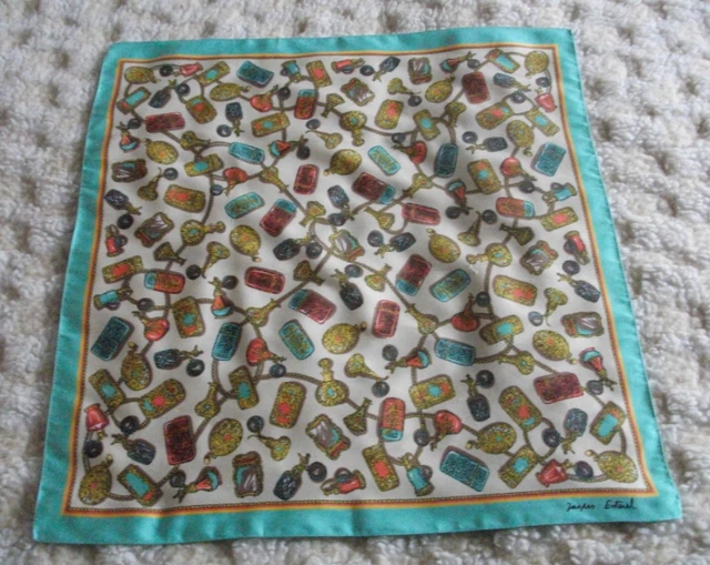 Foulard en acétate vintage des années 1970, fleurs abstraites florales, 30 x 50 cm - France
