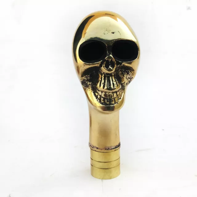 Solid Brass Skull Head Design Handle Victorian Walking Stick cane Handmade Gift