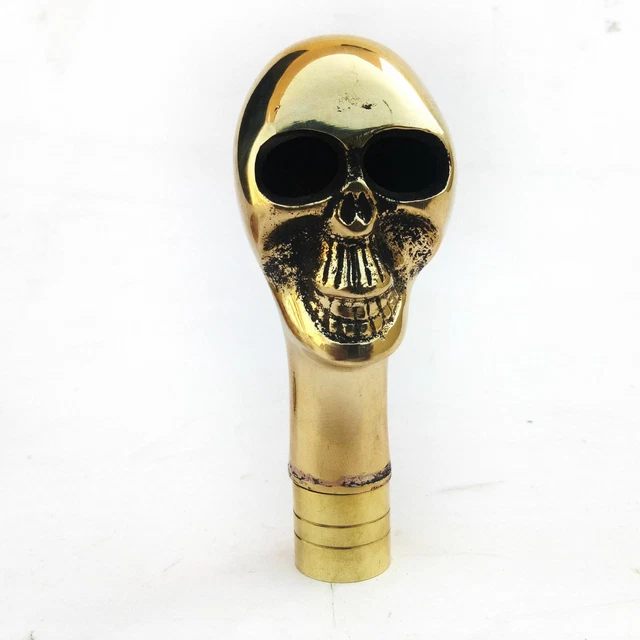 Solid Brass Skull Head Design Handle Victorian Walking Stick cane Handmade Gift