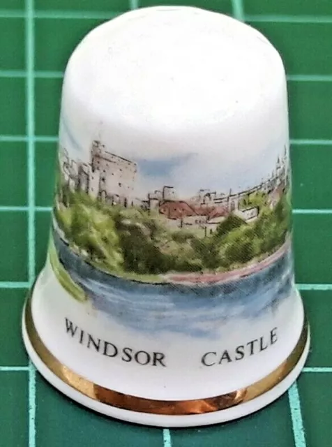 Windsor Castle Thimble North Lodge Bone China Gold-Tone Trim Vintage Collectible