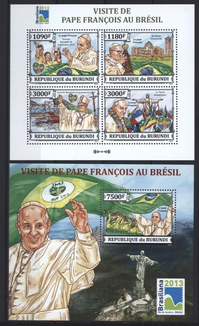 Burundi 2013 - Papst Franziskus Brasilien Papstreisen - Nr. 3303-06 + Block 385
