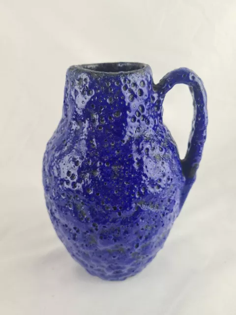 RAR!! Dekorative Fat Lava Keramik Vase 70er Jahre Design Henkelvase schwarz-blau