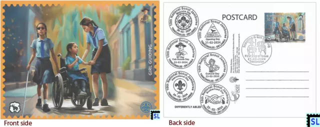 Sri Lanka Postcards, 2024 Stamps, Scout, Girl, 6 Day Cancellations, 1 of 10v