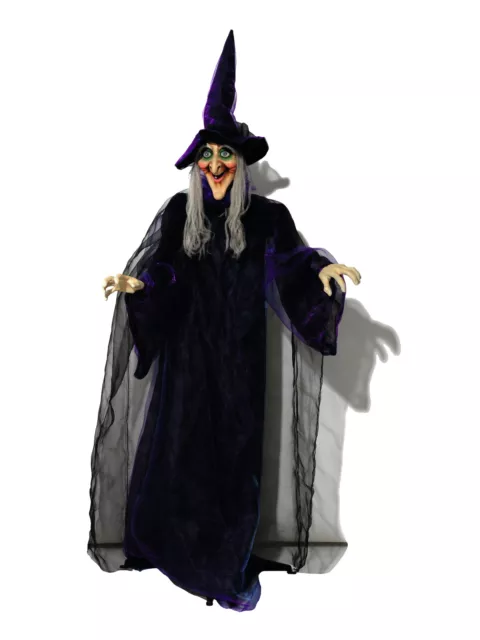 Europalms Halloween Figur Hexe, animiert 175cm, mit Licht- und Soundeffekt