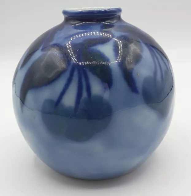 Vase boule art deco Camille Tharaud Limoges Porcelaine Bleu Cerise