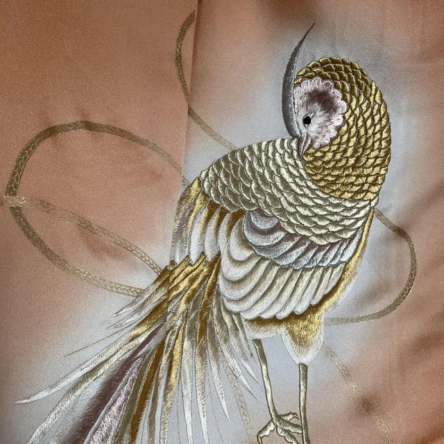 Montsuki Tomesode Kimono Japan Kimono Colored Tomesode Embroidery Pheasant