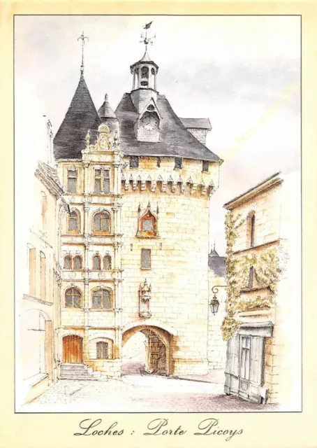 CP Postcard Illustration MICHEL PERREARD Loches porte Picoys