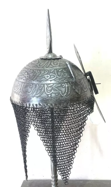 Antique Persian Ottoman Mughal Islamic Helmet Khula Khud Carving replica Helmet