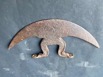 Old Vintage Hand Forged Half Moon Crescent Shape Rustic Iron Unique Axe Head D1