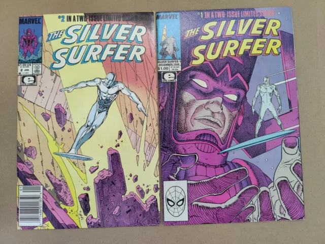 Silver Surfer 1 VF+ 2 FN- Marvel 1988 Stan Lee Moebius Parable Galactus