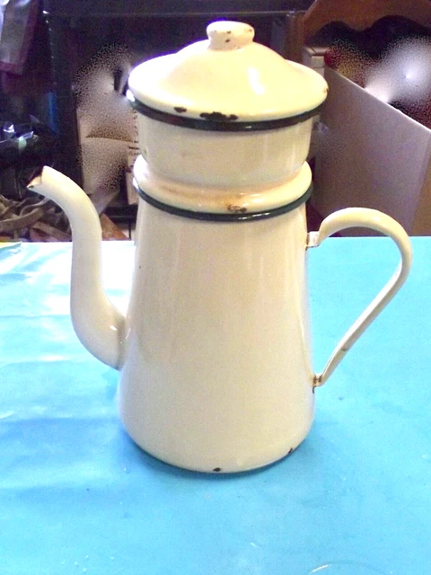 Antigua Gran Cafetera Para Filtro Esmalte Vintage Art Deco Café Colores Pastel