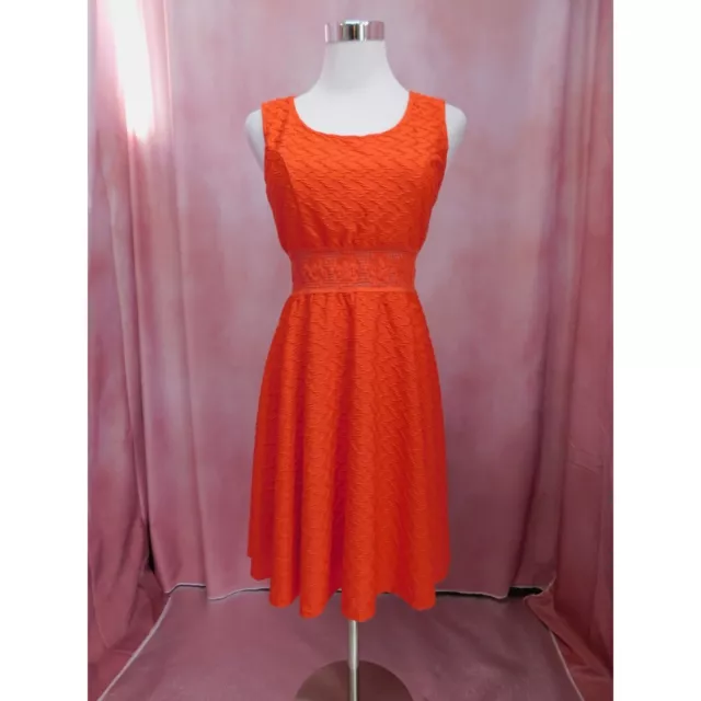 American Rag Skater Dress Juniors M Crochet Waist Orange Textured Sleeveless