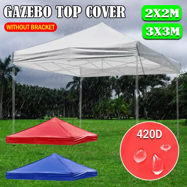 2x2m 3x3m Garden BBQ Gazebo Top Cover Roof Replacement Fabric Tent Canopy 420D