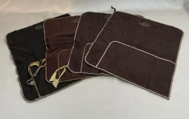 Assortment of 4 Pacific Silvercloth Flatware Place Setting Brown Storage Bags