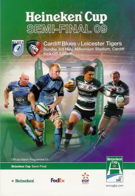 Cardiff Blues v Leicester Tigers Heineken European Cup 3 May 2009 RUGBY PROGRAMM