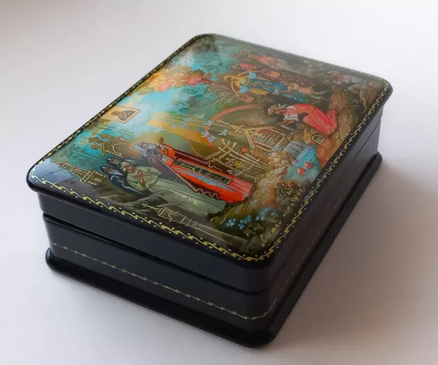 Russian Lacquer Box Fedoskino Jewelry Box Gift Trinket Box Russian Fairy Tale 3