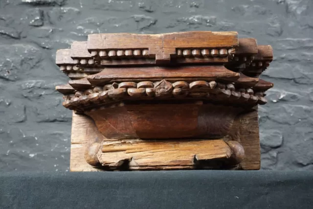 Antique Carved Teak Indian Corbel ~ Vintage Wooden Candle Stand ~ Bohemian Decor