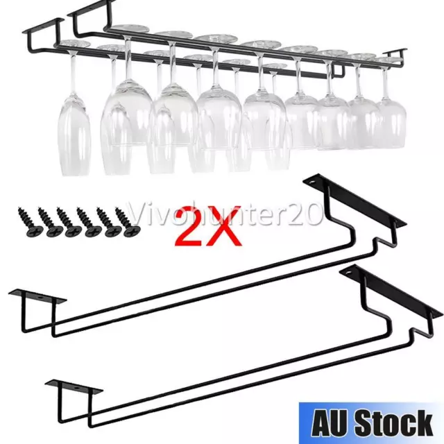 2x Wine Glass Rack Holder Stemware Hanging Under Cabinet Stemware Holder Hangers