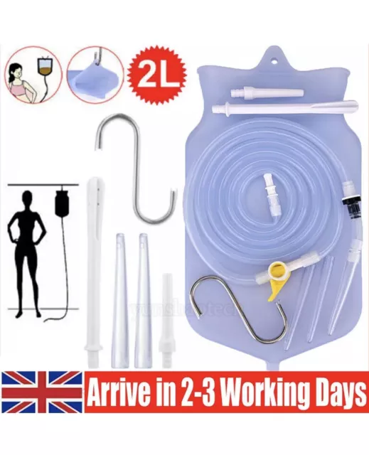 Home Enema Bag Kit Colonic Irrigation Reusable Enema Bag 2L Douche Colon Cleanse