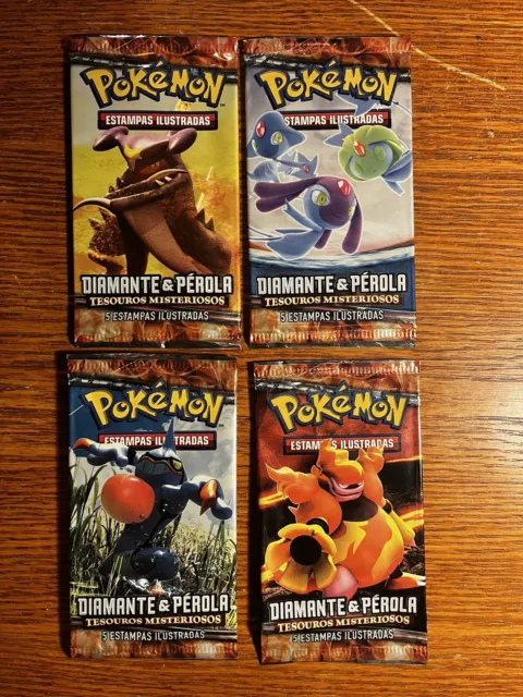 Pokemon Mysterious Treasures Empty Booster Pack Art Set of 4 - Portuguese