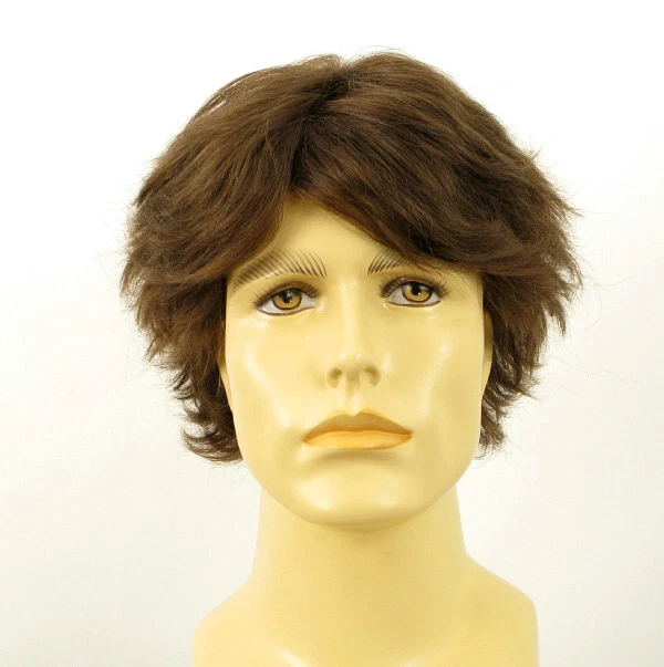 Perruque Homme Cheveux Naturels Châtain Clair, Modèle EMILE 8, Bonnet Moyen