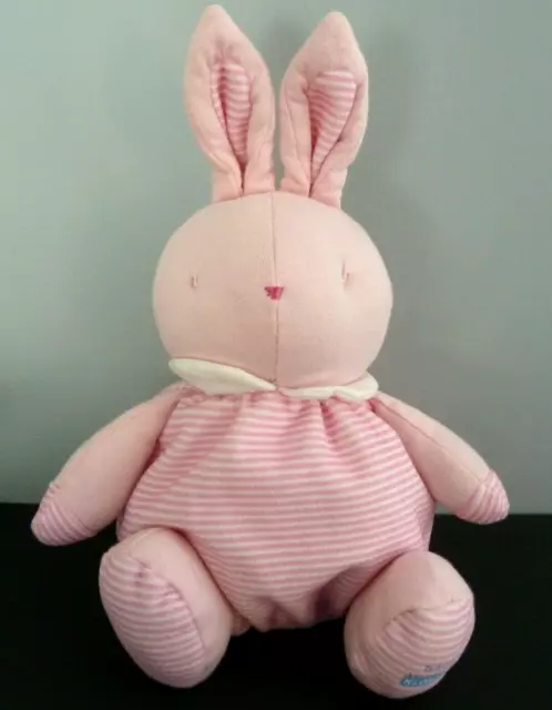 *. Doudou Peluche Boule Klorane Lapin Rose Raye Blanc Bebe Excellent Etat