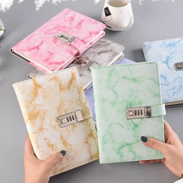 Lockable Notebook With Lock Combination Marble style Book Journal A5 Lifelong