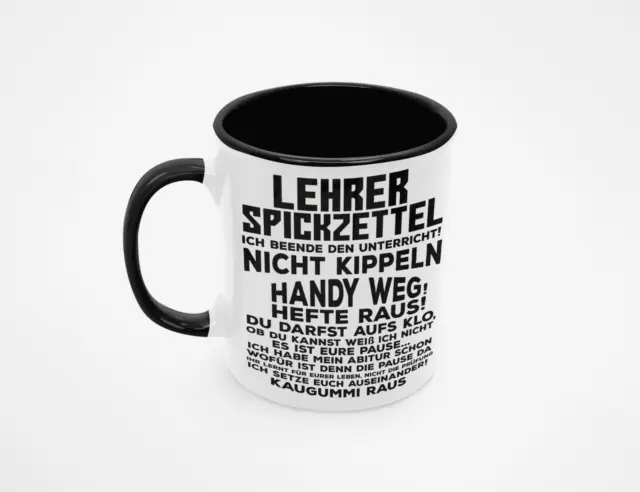 Lehrer Spickzettel | Beruf Tasse | lustiger Spruch - Kaffeetasse / Geschenk