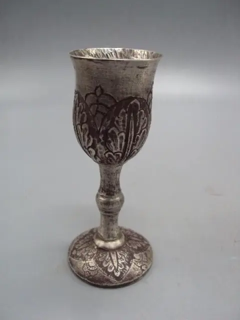 Antique Imperial Russian Sterling Silver 84 Etched Goblet Wine Cup 67.5 gr