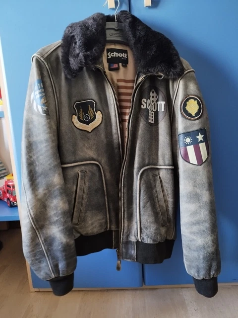 Giubbotto Pelle Montone Aviatore Schott Pelliccia Giubbotto Di - Main Image