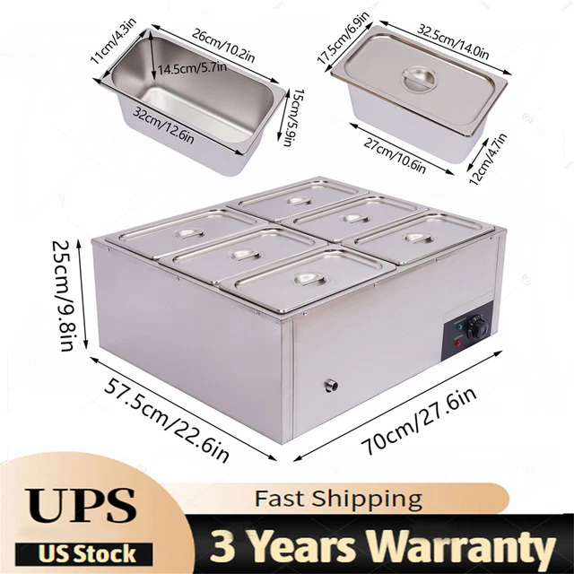 NEW Food Warmer 6-Pan Bain Marie Steam Table Steamer Restaurant Equipment 110V