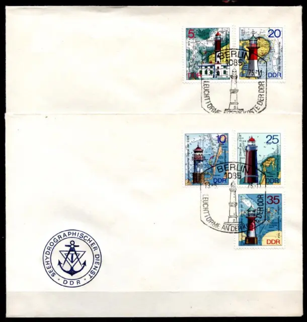 Leuchttürme. 2 FDC. DDR 1975