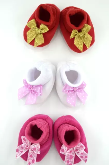 Dolls clothes for 38cm Miniland doll THREE PAIRS OF BOOTIES~RED~HOT PINK~WHITE