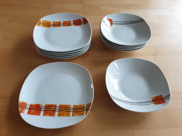 Speiseteller Suppenteller Pasta Teller ARTE VIVA Creativa orange/braun 6 Stück