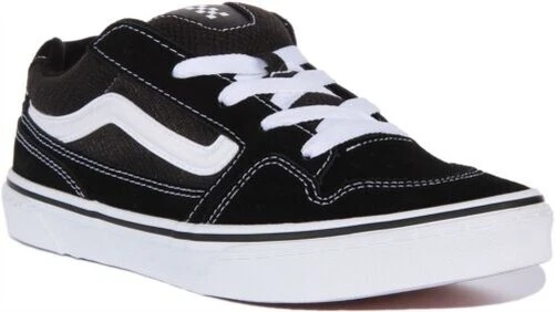 VANS Caldrone Femmes Lacet Bas Décontracté Baskets En Noir Blanc Taille UK 6