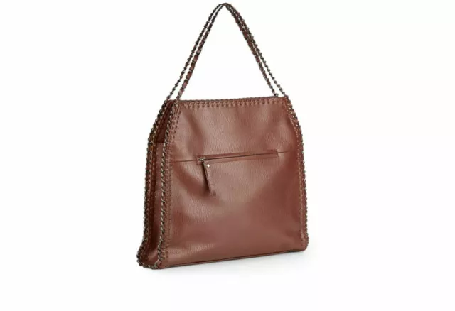 Sondra Roberts Womens Faux Leather Hobo Shoulder bag Fringed Brown Purse ~NEW!!